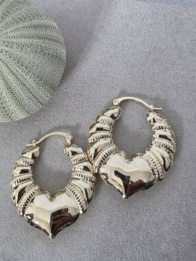 Gold Filled Heart Shape Bamboo Style Earrings